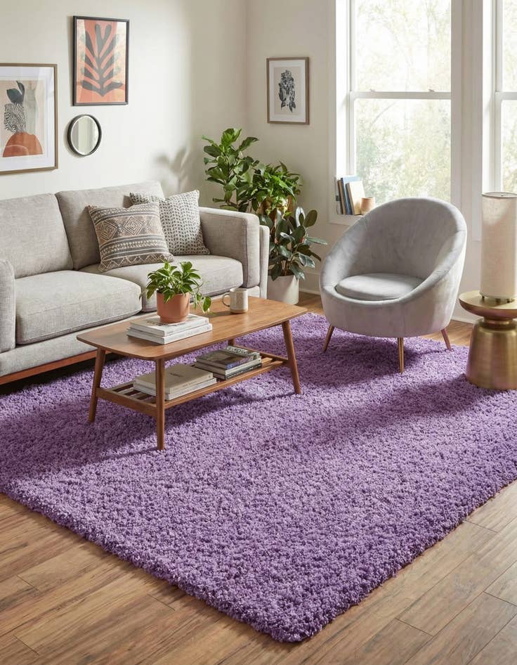 Detail image of  7' 10 x 7' 10 Solid Shag Square Rug