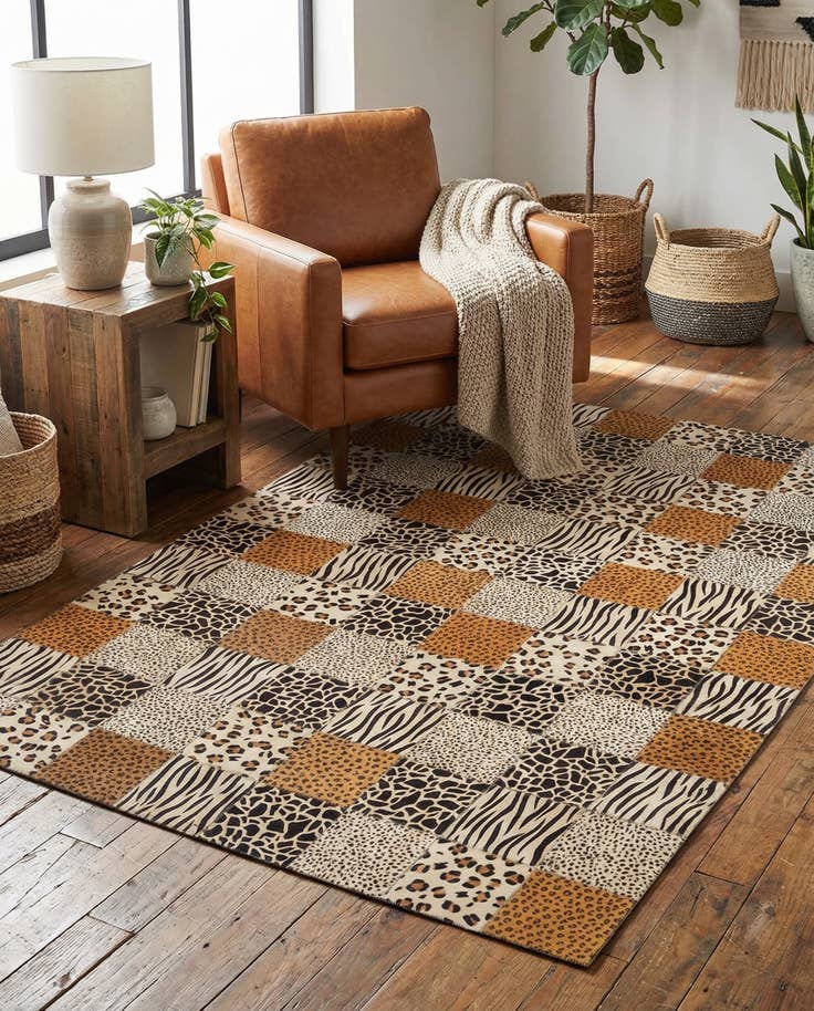 Detail image of 4' 1 x 5' 11 Cowhide - Patchwork Rug
