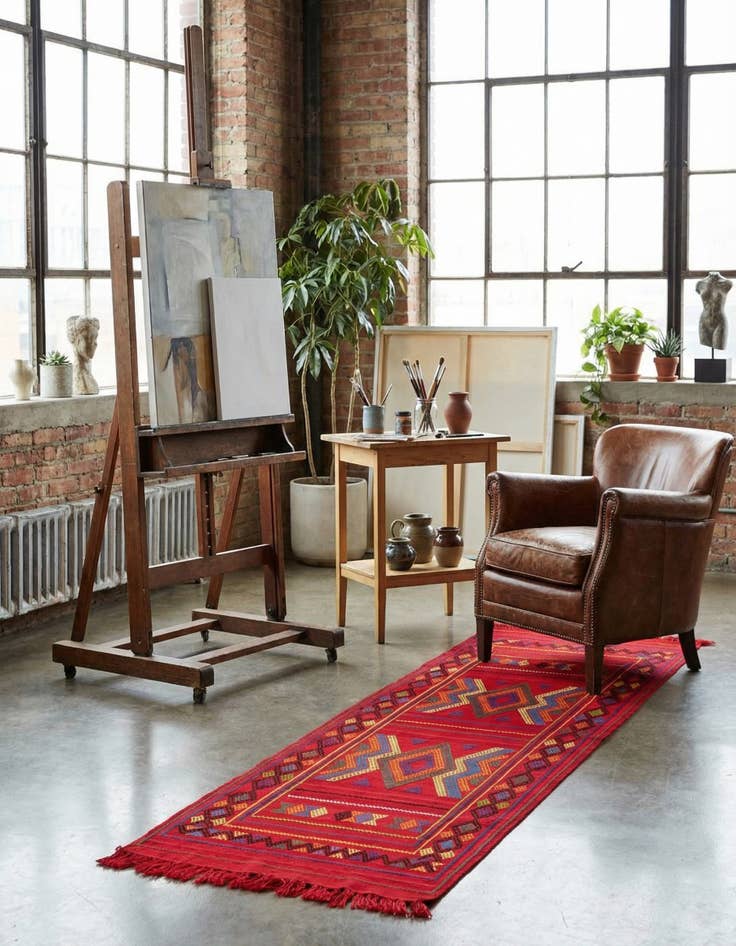 Detail image of 2' 9 x 8' 3  Hand Knotted Kilim Fars Persian Wool Runner Rug