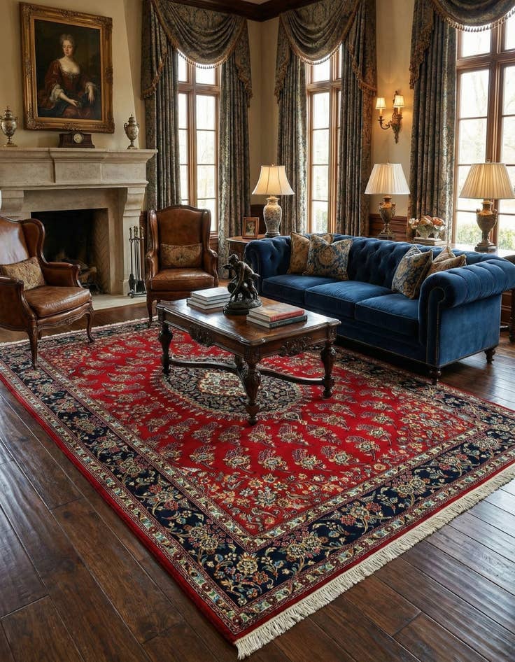 Detail image of 6' 8 x 9' 7  Hand Knotted Qom Persian Rug