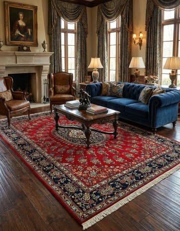6' 8 x 9' 7 Hand Knotted Qom Persian Rug
