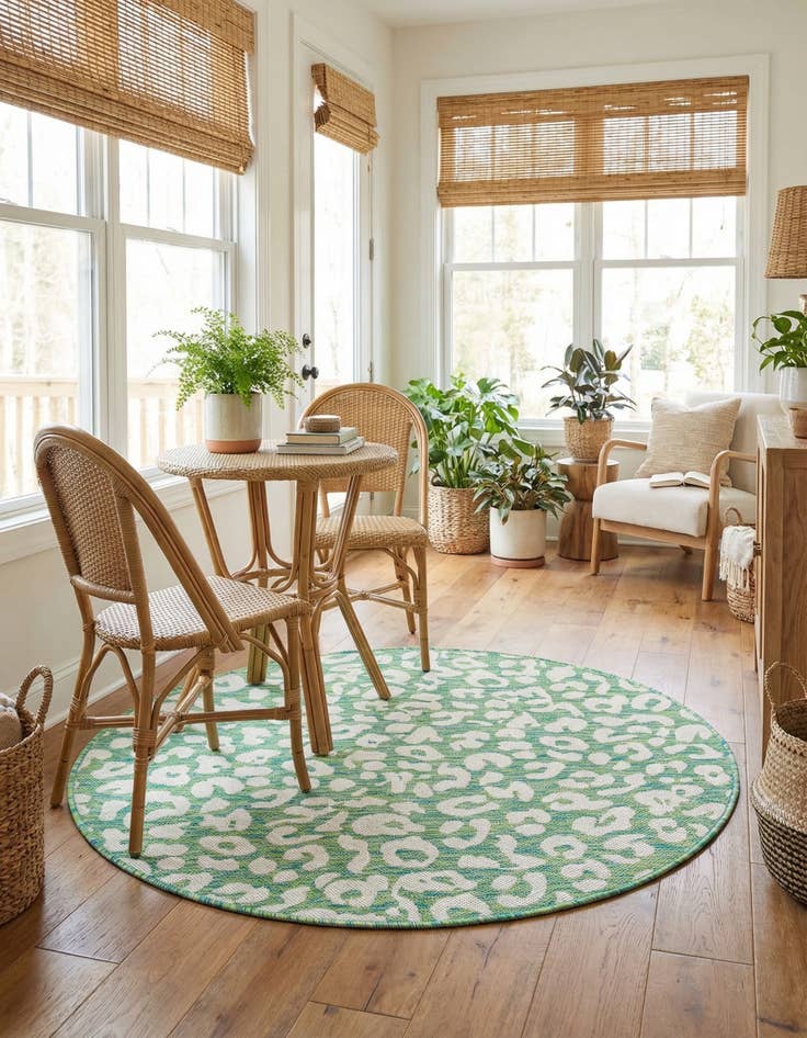 Detail image of 4' x 4'  Washable Safari Indoor / Outdoor Round Rug