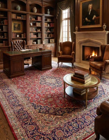 9' 6 x 12' 6 Hand Knotted Mashad Persian Wool Rug