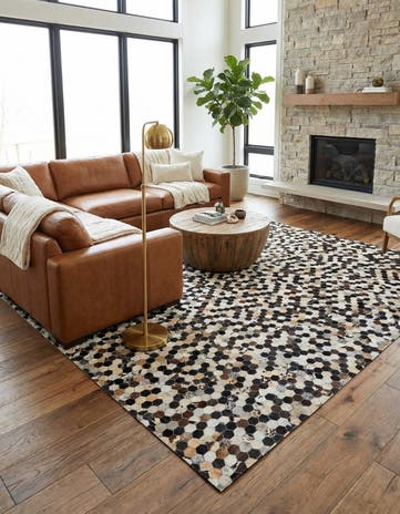 8' x 10' 1 Cowhide Leather Rug