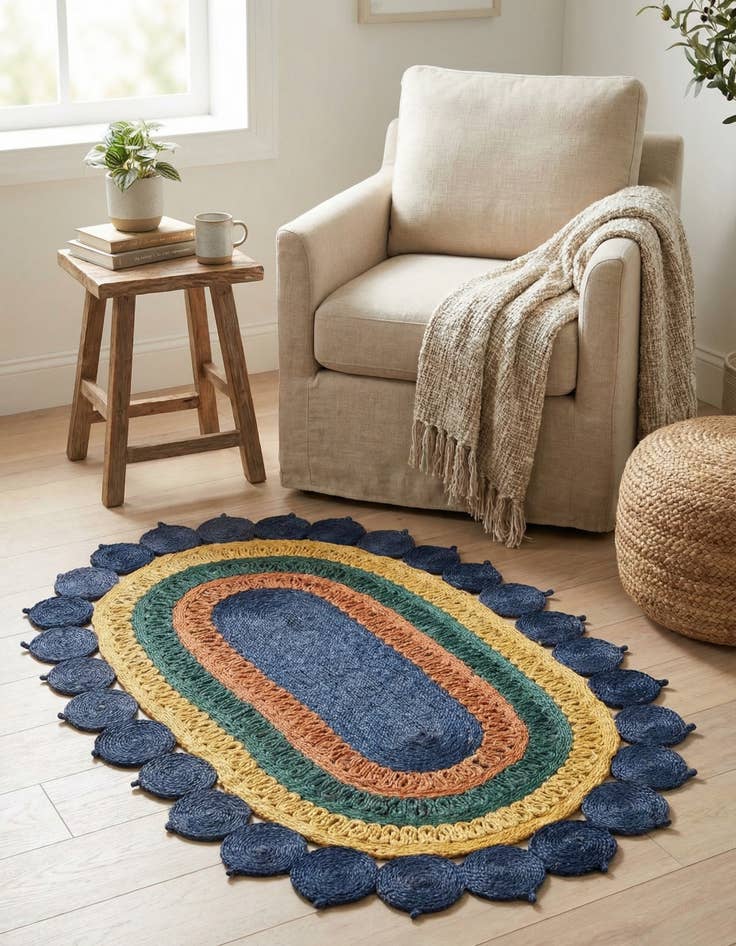 Detail image of  4' 1 x 6' 1  Hand Braided Jute Oval Rug