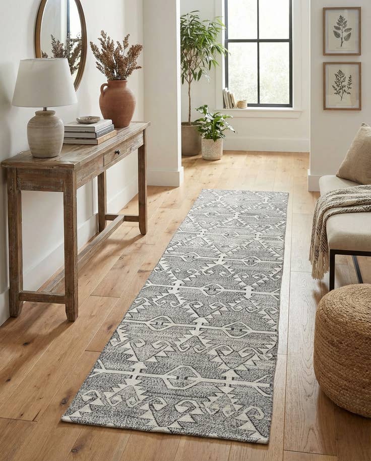 Detail image of 2' 6 x 9' 4 Hand Woven Kilim Modern Wool Runner Rug