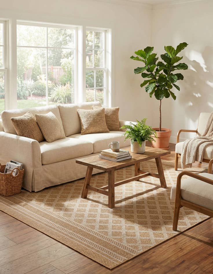 Detail image of  5' 1 x 8'  Washable Lattice Indoor / Outdoor Rug