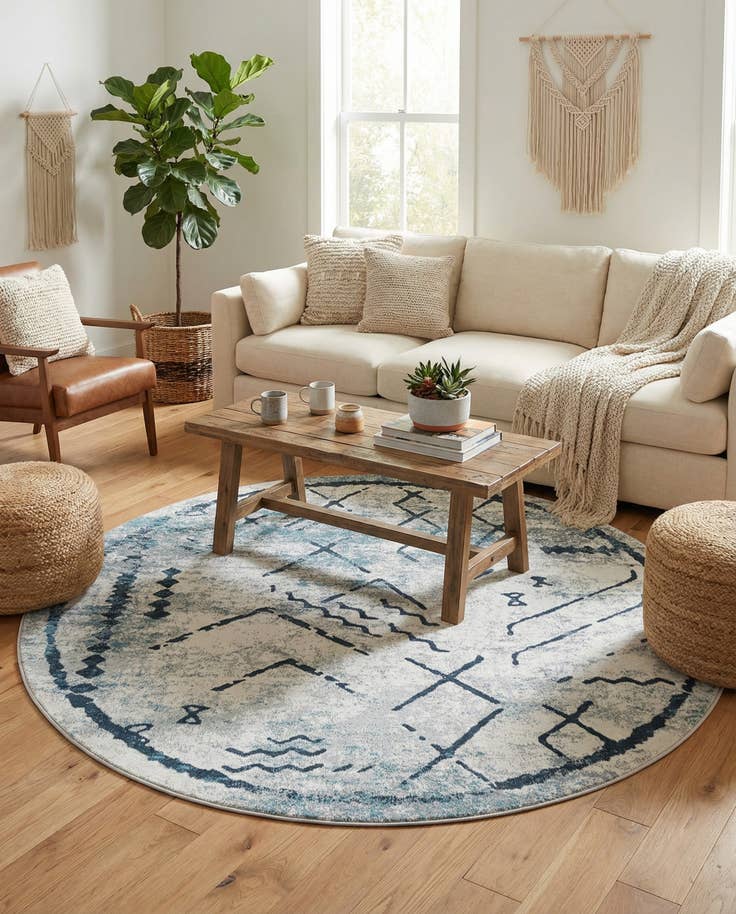 Detail image of 7' 10 x 7' 10 Kamala Washable Round Rug