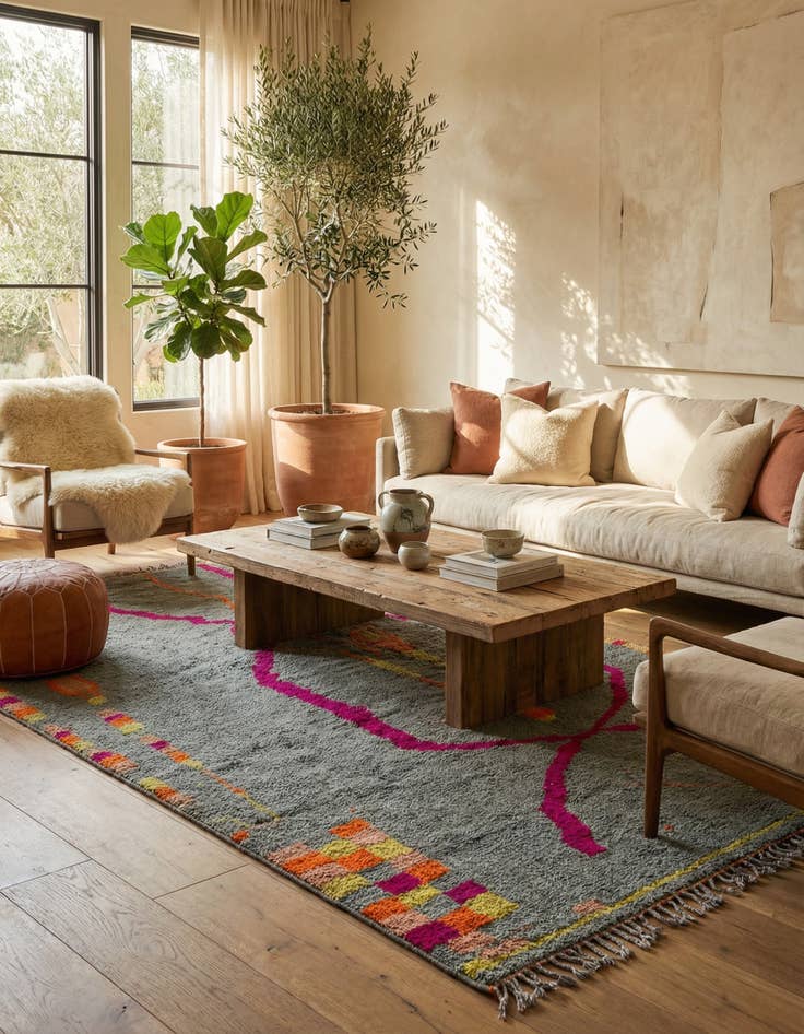 Detail image of 6' 3 x 11'  Hand Knotted Moroccan Wool Runner Rug