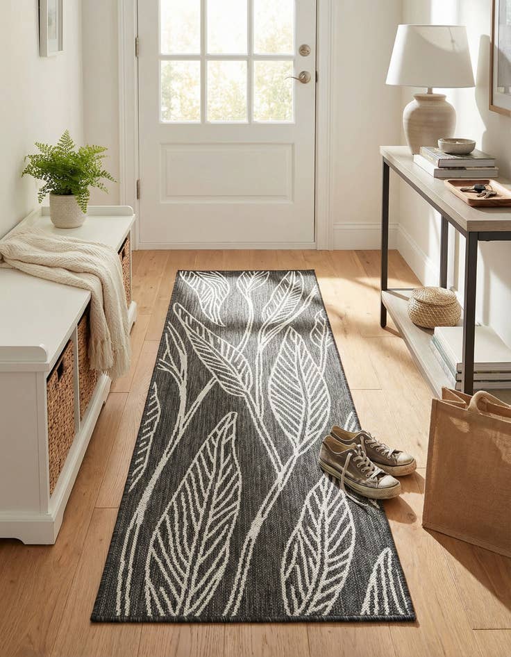 Detail image of 2' x 6'  Washable Botanical Indoor / Outdoor Runner Rug