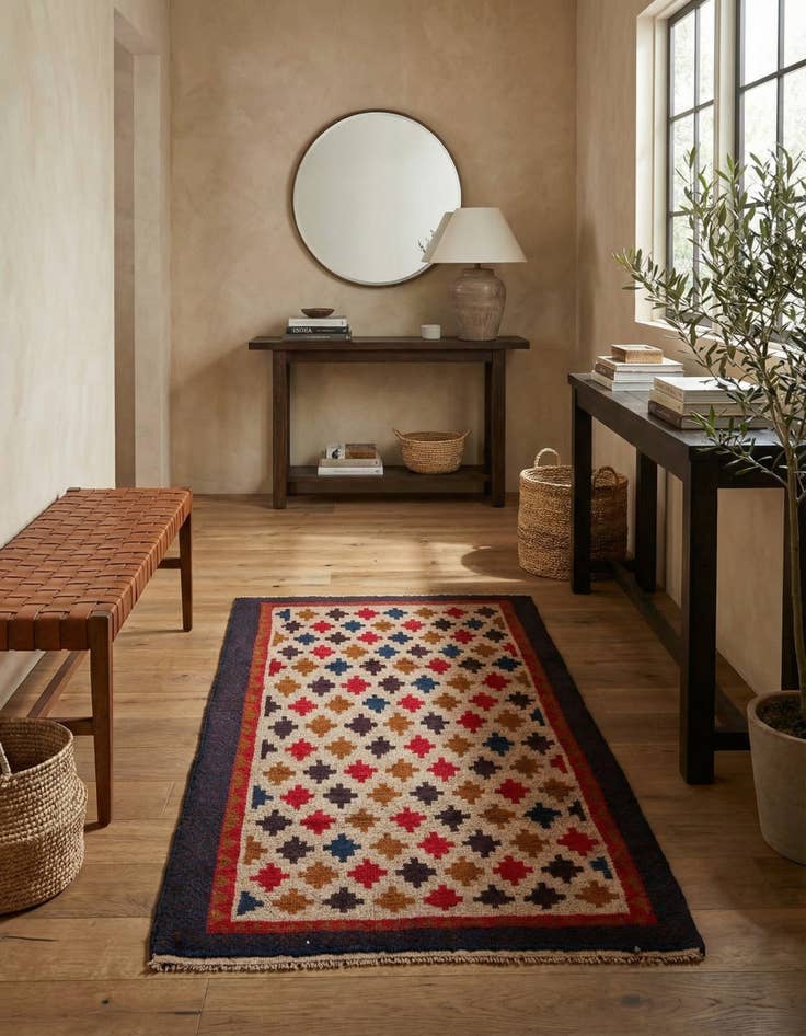 Detail image of  2' 10 x 4' 6  Hand Knotted Balouch Persian Wool Rug