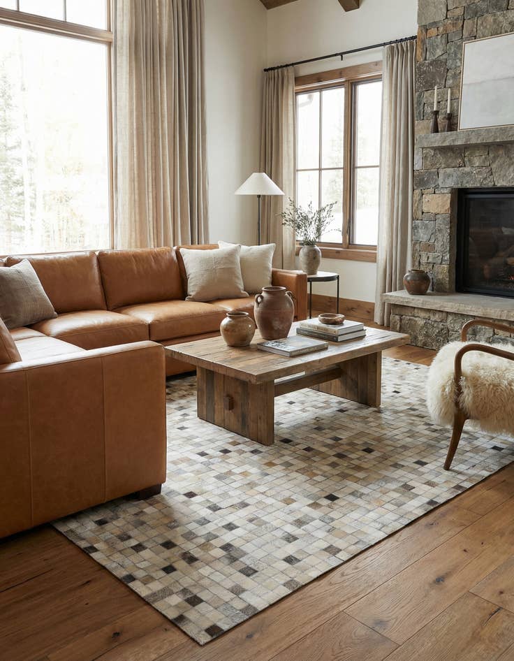 Detail image of 5' x 8' Cowhide Leather Rug