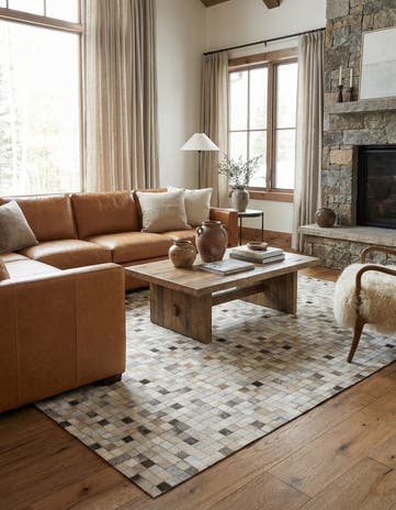 5' x 8' Cowhide Leather Rug