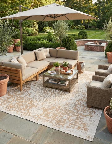 Beige Easy-Clean Jill Zarin Dubai Indoor / Outdoor Square Rug
