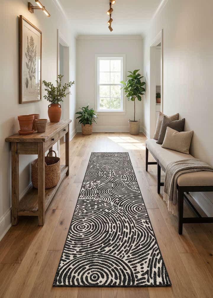 2' 7 x 12' Easy-Clean Modern Indoor / Outdoor Runner Rug