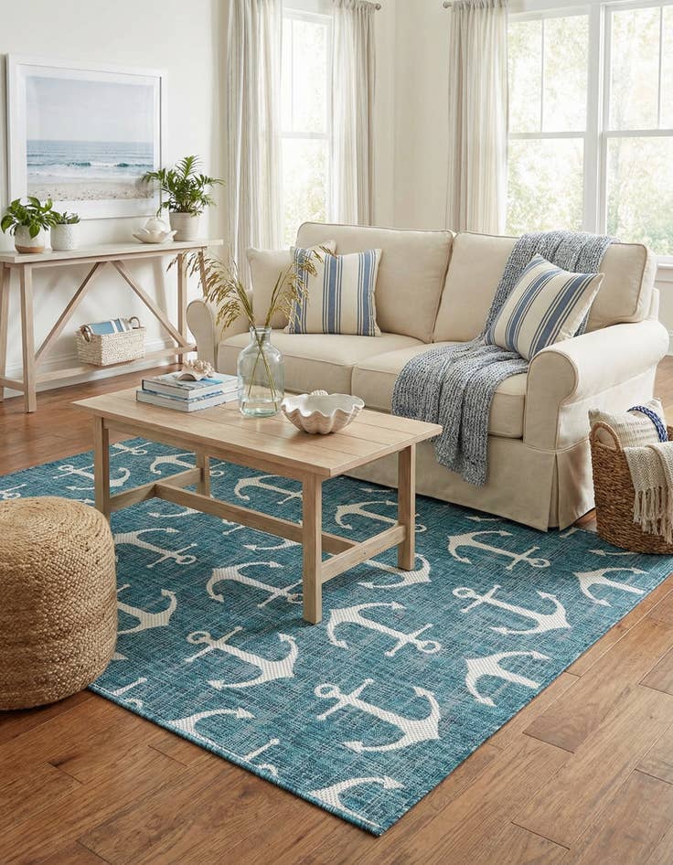 Detail image of 5' 3 x 8' Easy-Clean Coastal Indoor / Outdoor Rug