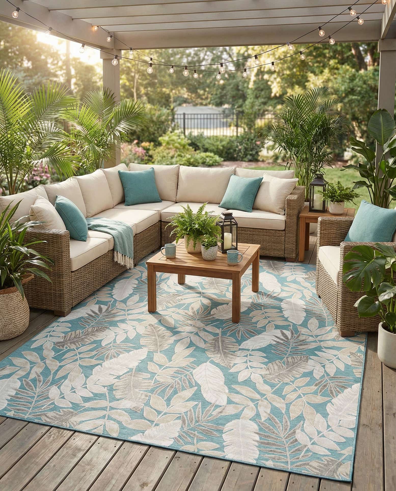 9' 9 x 12' Easy-Clean Botanical Indoor / Outdoor Rug