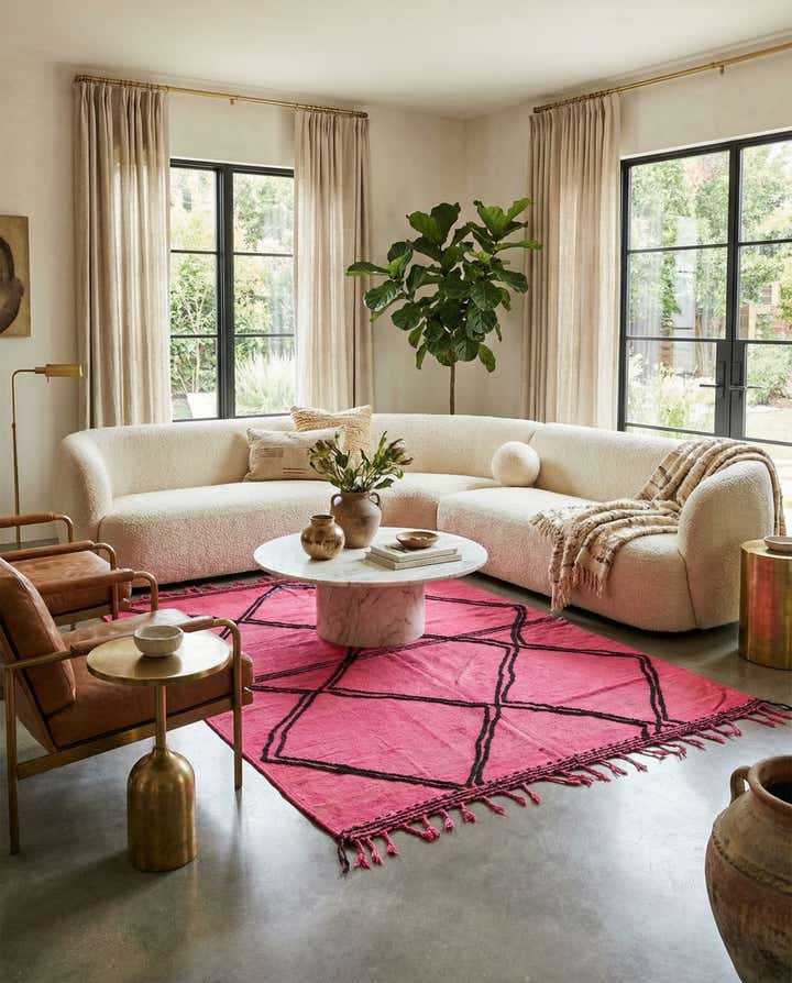 7' x 9' 6 Hand Knotted Moroccan Wool Rug