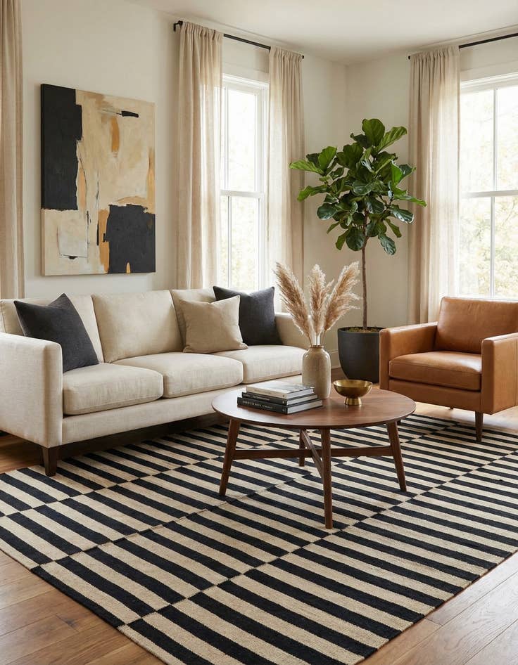 Detail image of  5' 1 x 6' 3  Hand Woven Kilim Modern Wool Rug