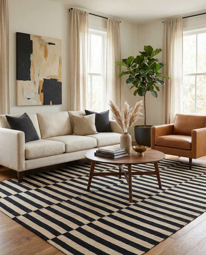 5' 1 x 6' 3 Hand Woven Kilim Modern Wool Rug