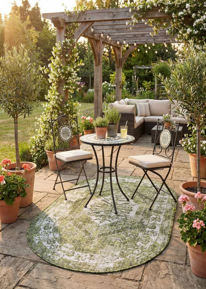 3' x 5' 3 Easy-Clean Traditional Indoor / Outdoor Oval Rug