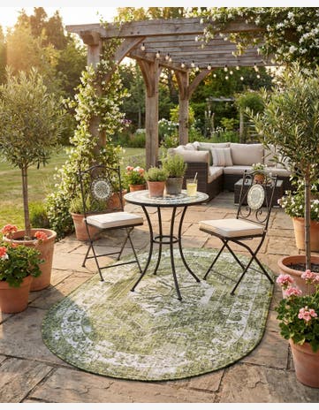 3' x 5' 3 Easy-Clean Traditional Indoor / Outdoor Oval Rug