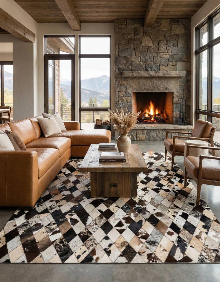 Detail image of 5' x 8' Cowhide Stocks Rug