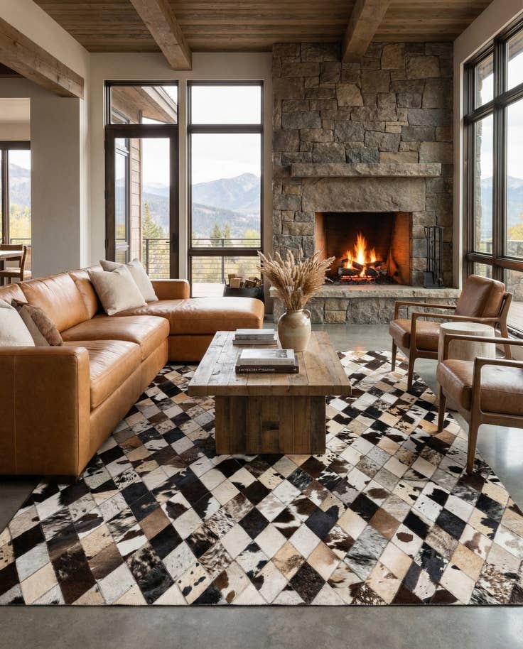 Detail image of 5' x 8' Cowhide Stocks Rug