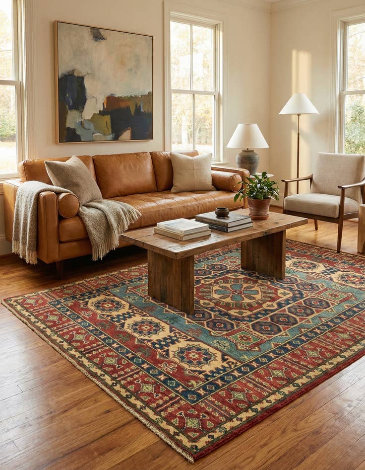 Detail image of 4' x 5' 8  Hand Knotted Kazak Rug