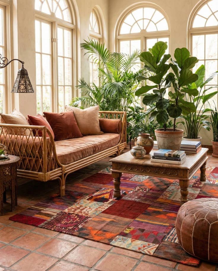 Detail image of 5' 7 x 8' Hand Woven Kilim Patchwork Wool Rug