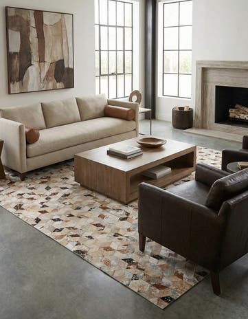 5' x 7' 10 Cowhide Leather Rug