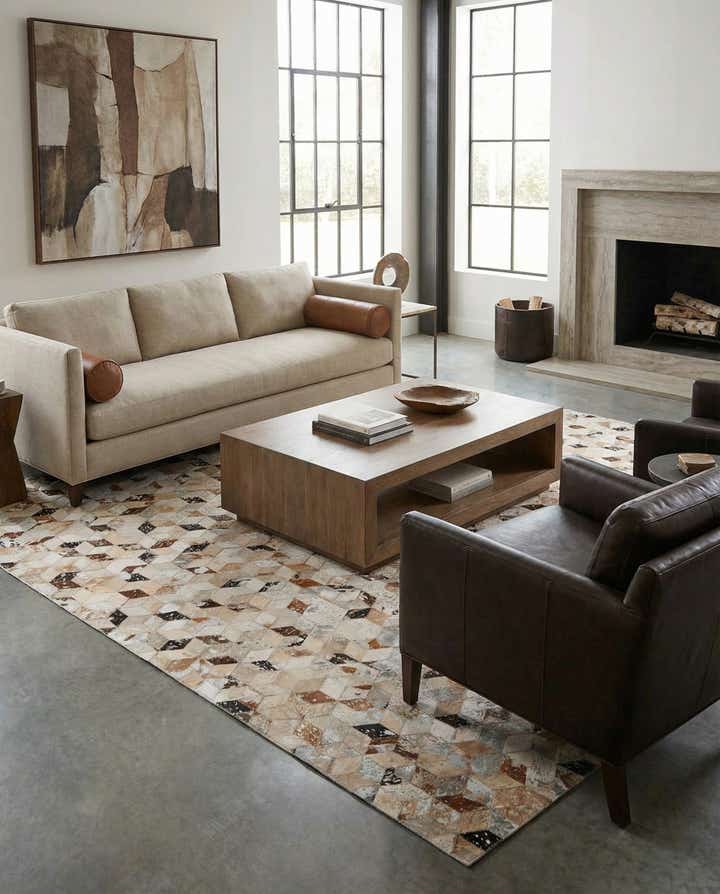 5' x 7' 10 Cowhide Leather Rug
