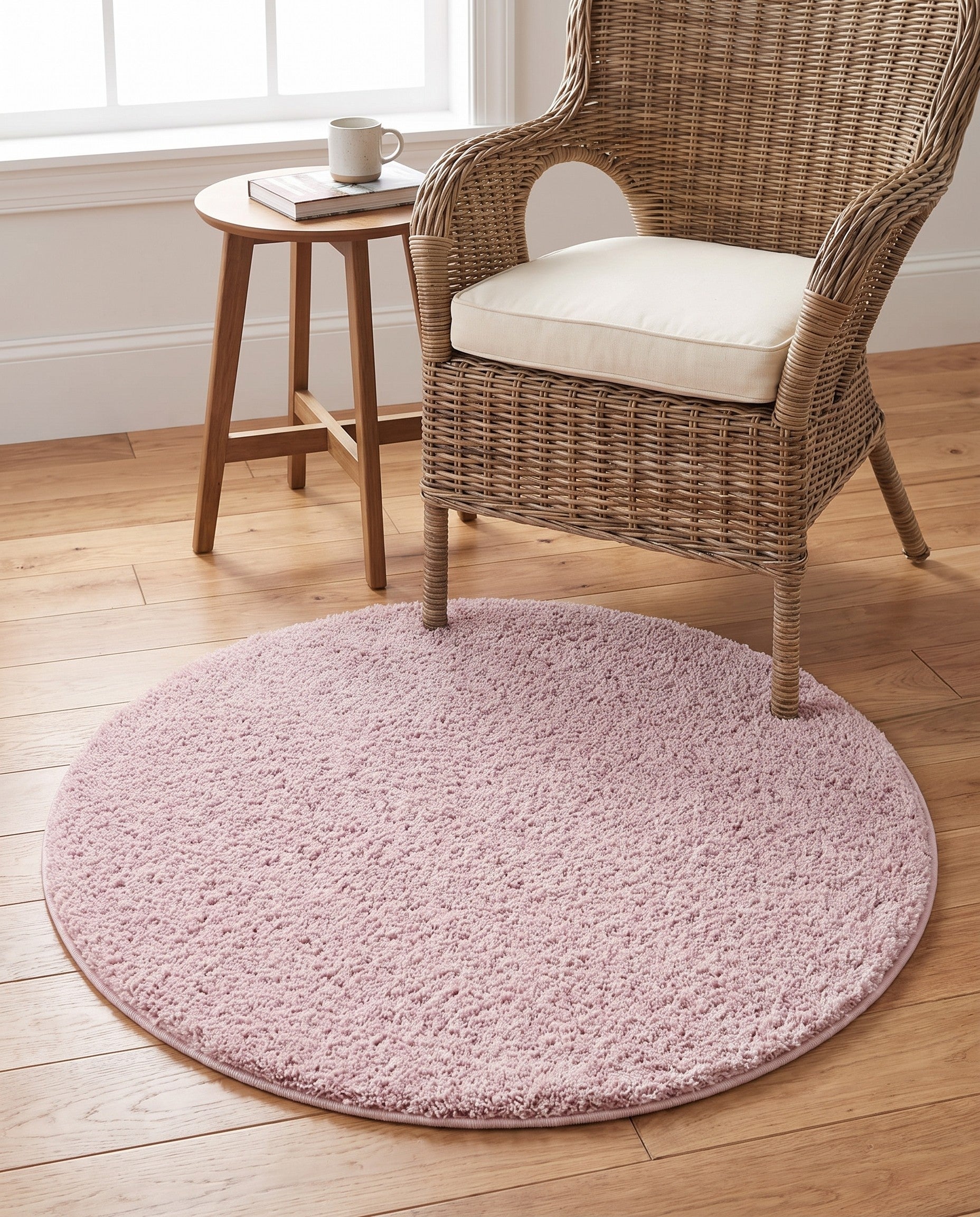 3' 3 x 3' 3 Soft Solid Shag Round Rug