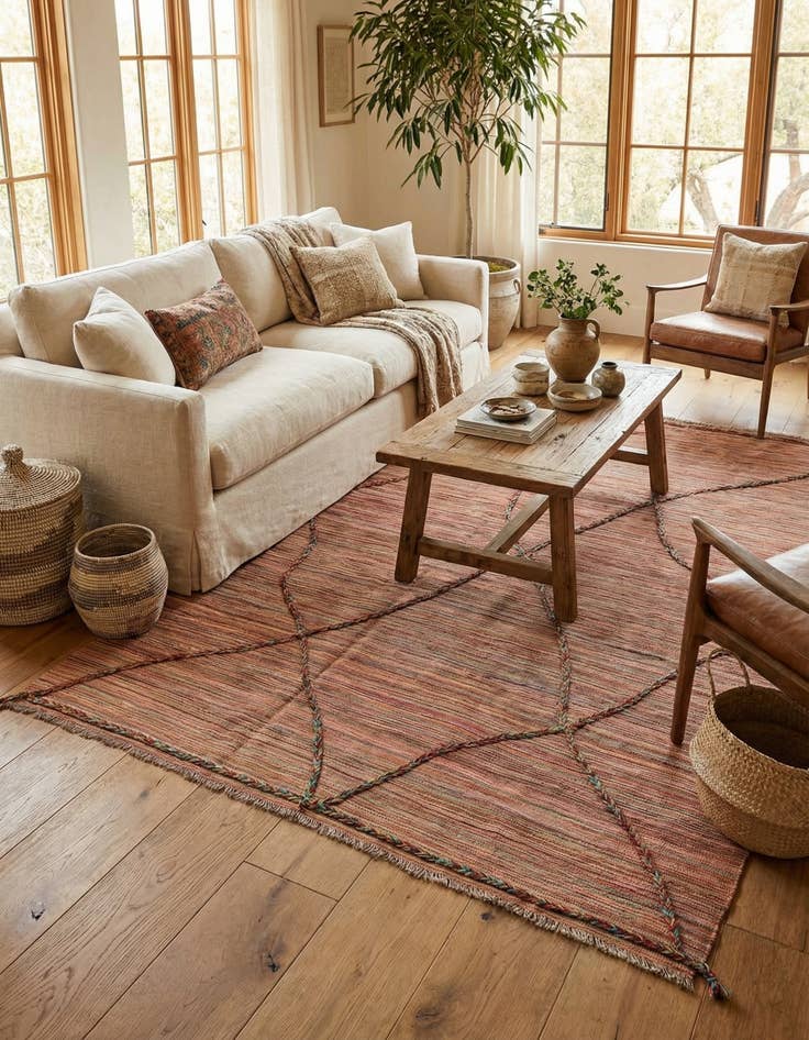 Detail image of 5' 10 x 8' 5  Hand Woven Kilim Modern Wool Rug