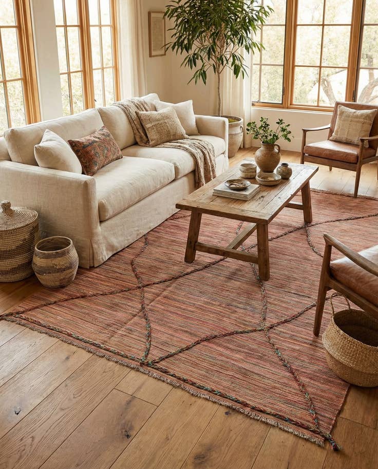 Detail image of 5' 10 x 8' 5 Hand Woven Kilim Modern Wool Rug