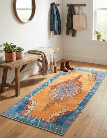 Orange Washable Timeless Runner Rug