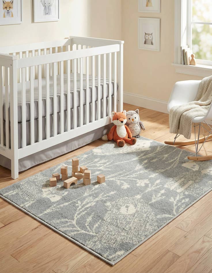 Detail image of 2' 2 x 2' 11 Animals Whimsy Kids Rug