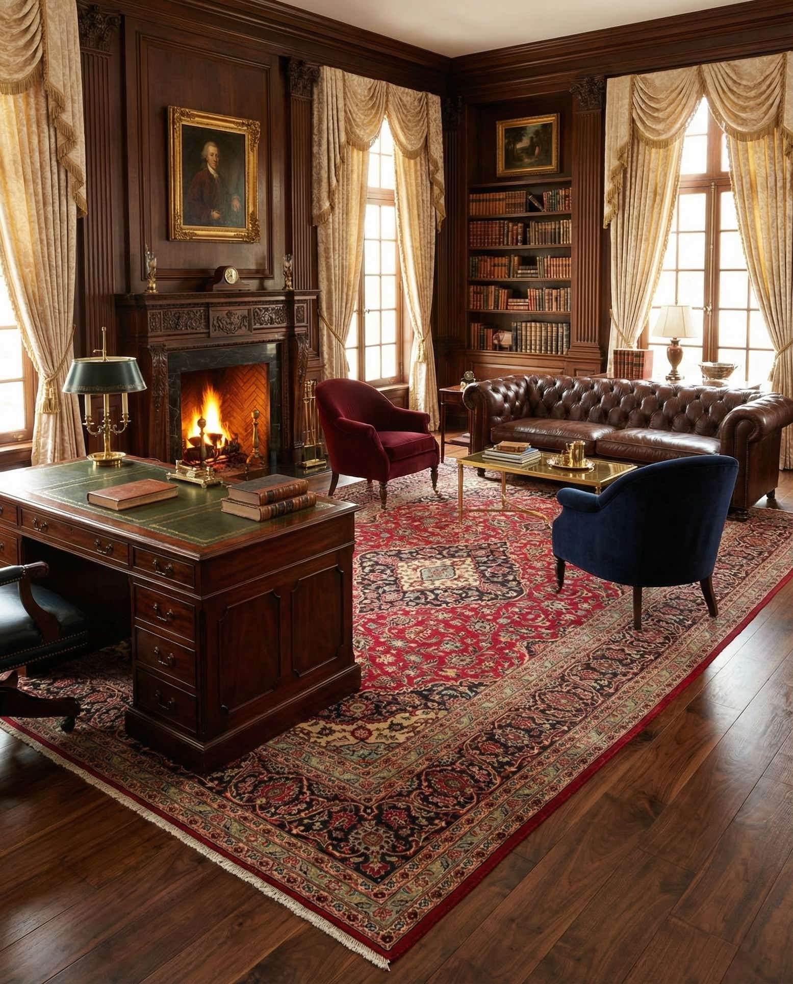 9' 7 x 12' 11 Hand Knotted Kashan Persian Wool Rug