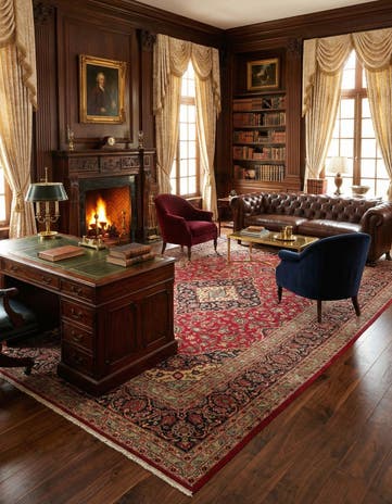 9' 7 x 12' 11 Hand Knotted Kashan Persian Wool Rug
