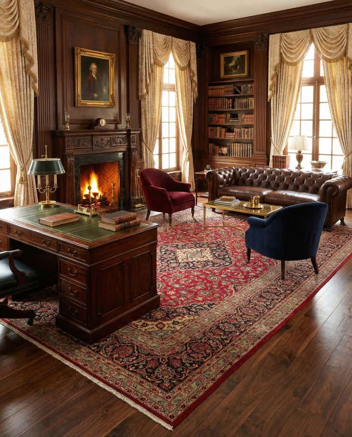 9' 7 x 12' 11 Hand Knotted Kashan Persian Wool Rug