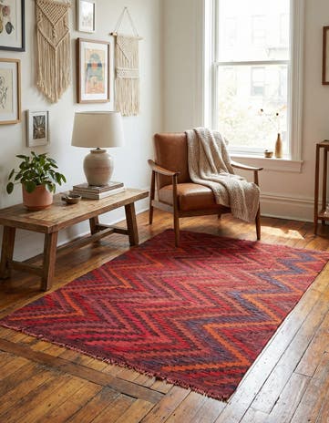 3' 4 x 4' 7 Hand Woven Kilim Modern Wool Rug