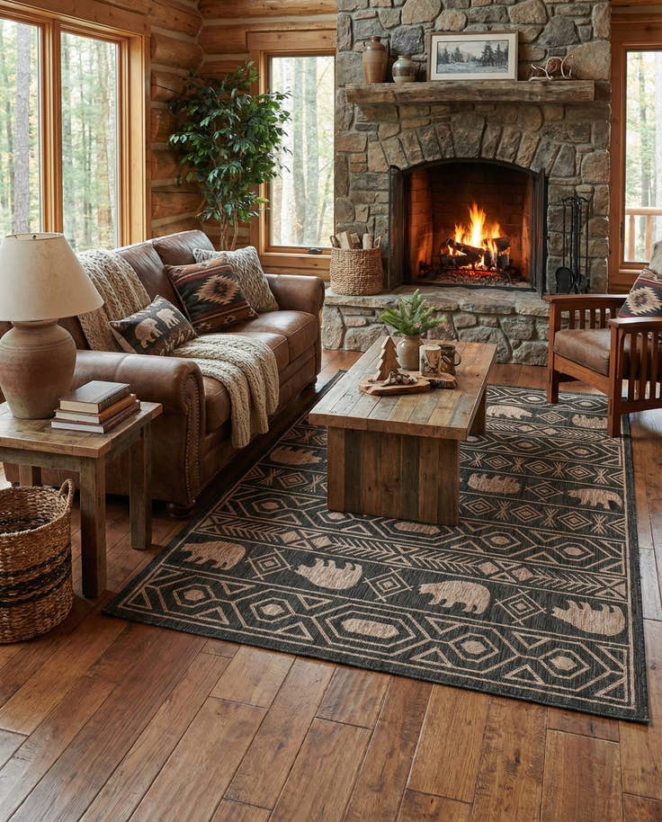 Detail image of 6' x 9' Easy-Clean Southwestern Indoor / Outdoor Rug