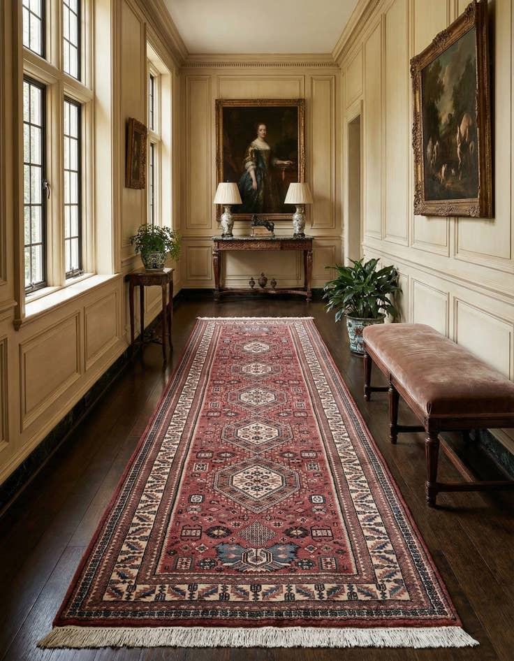 Detail image of 3' 2 x 9' 8  Hand Knotted Shirvan Wool Runner Rug