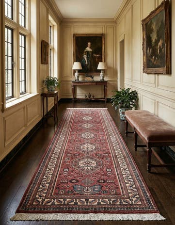 3' 2 x 9' 8 Hand Knotted Shirvan Wool Runner Rug