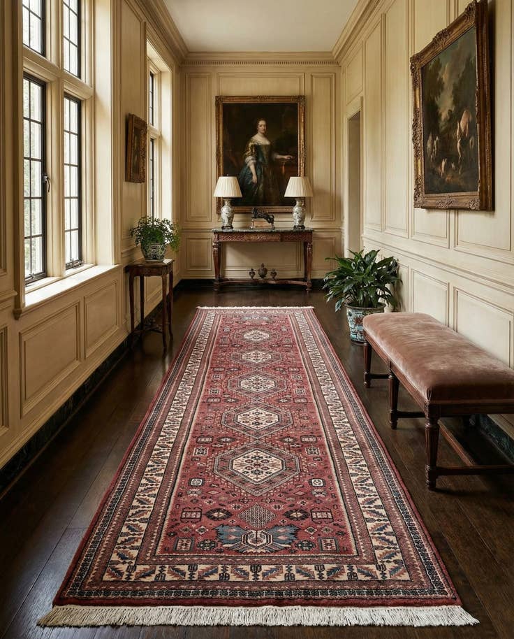 Detail image of 3' 2 x 9' 8 Hand Knotted Shirvan Wool Runner Rug