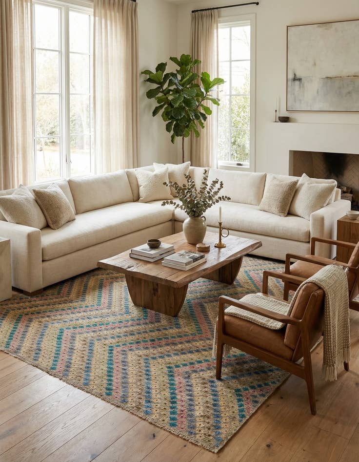 Detail image of  10' 3 x 12' 11  Hand Woven Kilim Modern Wool Rug