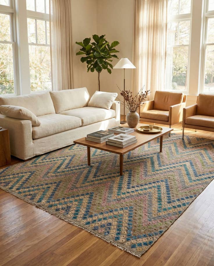 Detail image of 9' x 11' 3 Hand Woven Kilim Modern Wool Rug