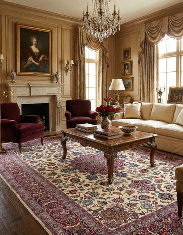8' 1 x 11' 6 Hand Knotted Mashad Persian Wool Rug