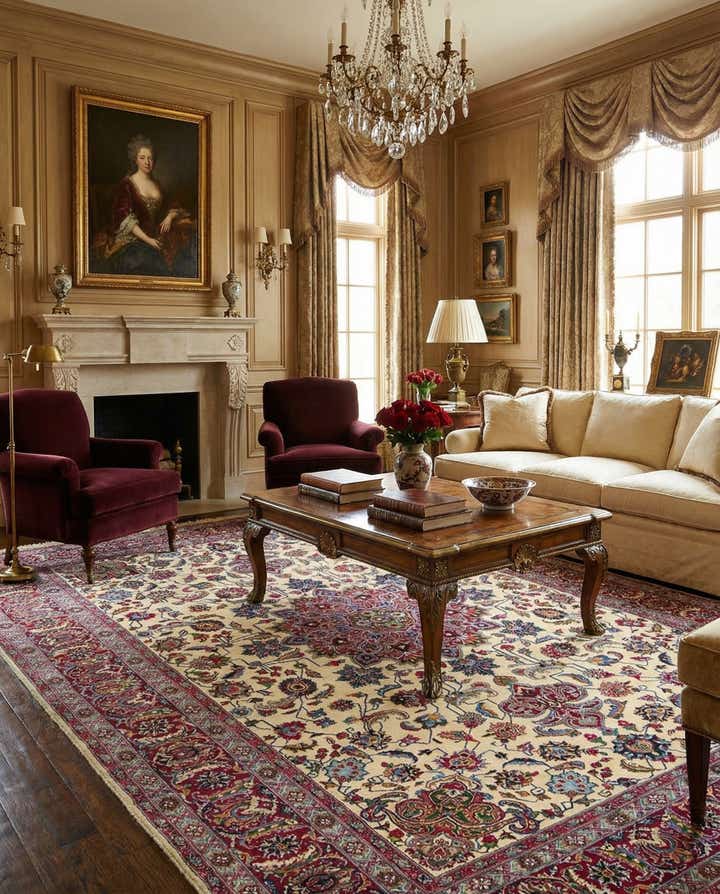 8' 1 x 11' 6 Hand Knotted Mashad Persian Wool Rug