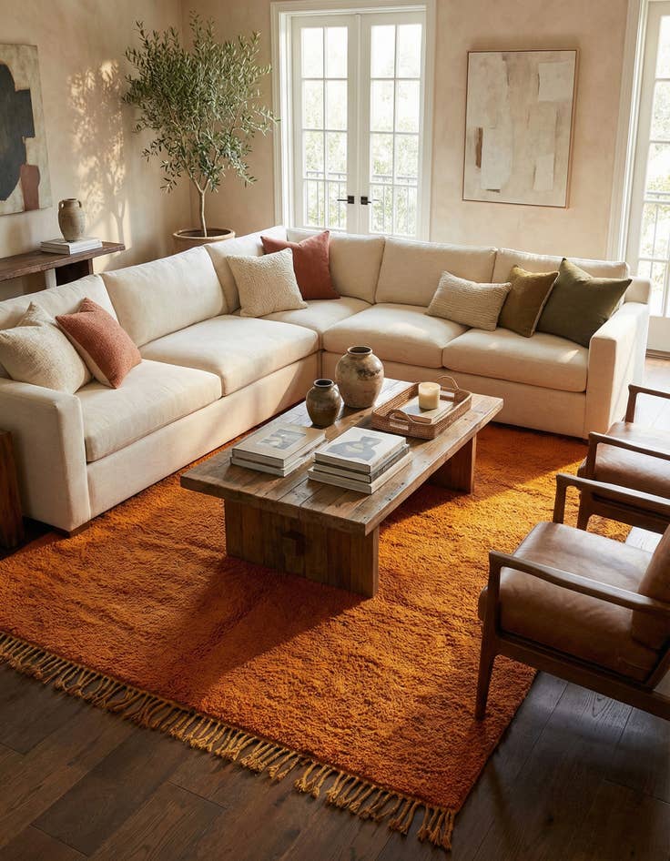 Detail image of 6' 9 x 9' 8  Hand Knotted Moroccan Wool Rug